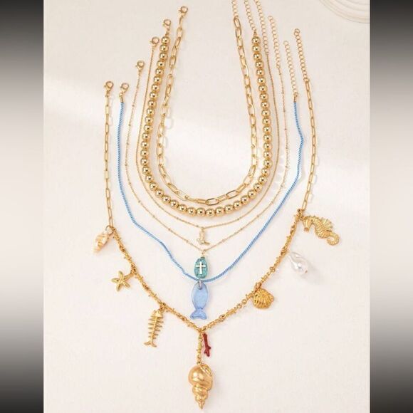 Boho seashell summer necklace M551 - Picture 1 of 4